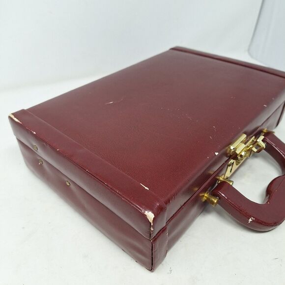 Vintage MCM Burgundy Red Faux Leather Jewelry Box Combination Lock Briefcase - Picture 8 of 15